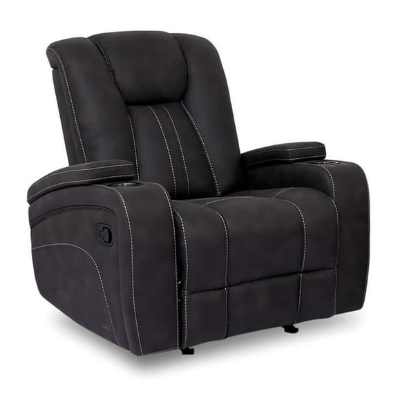 Furniture of America Axle Faux Leather Upholstered Recliner in Dark Gray
