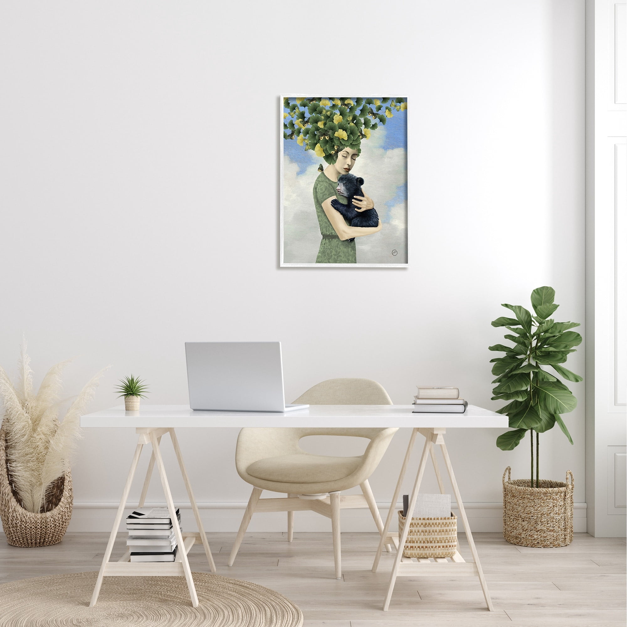 Stupell Industries Surreal Mother Earth Hair Vines Hugging Bear Cub ,24 x 30, Design by Paula Belle Flores