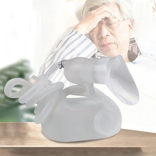 Urinario nocturno para adultos de gran capacidad de 2 l con manguera y control de olores. Recolector de orina para pacientes postrados en cama. Urinario de plástico unisex a prueba de fugas.