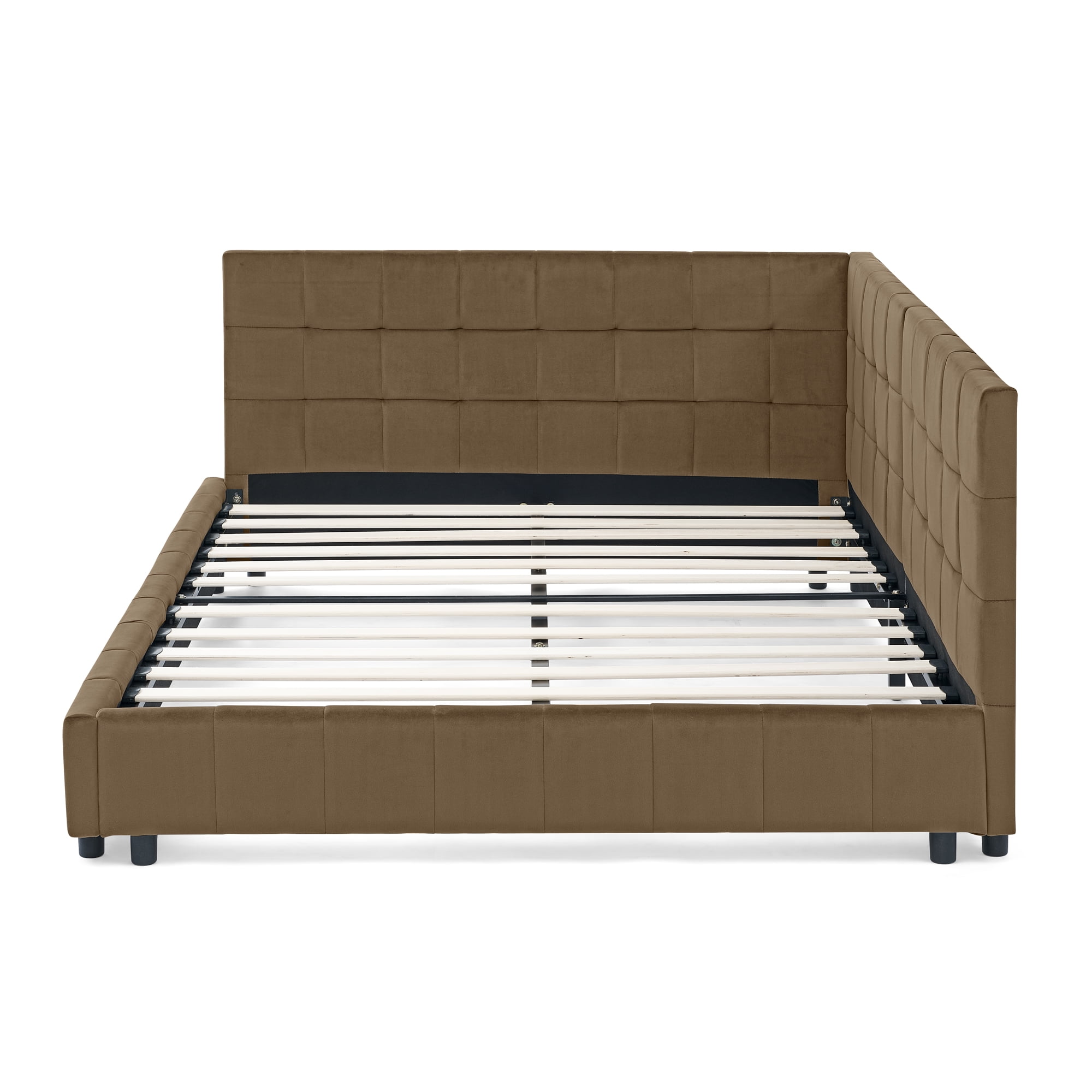 Full Size Upholstered Tufted Bed Frame, Sofa Bed Frame with Comfortable Backrest and Armrests, Full Size Bed for Bedroom, Living Room,Velvet