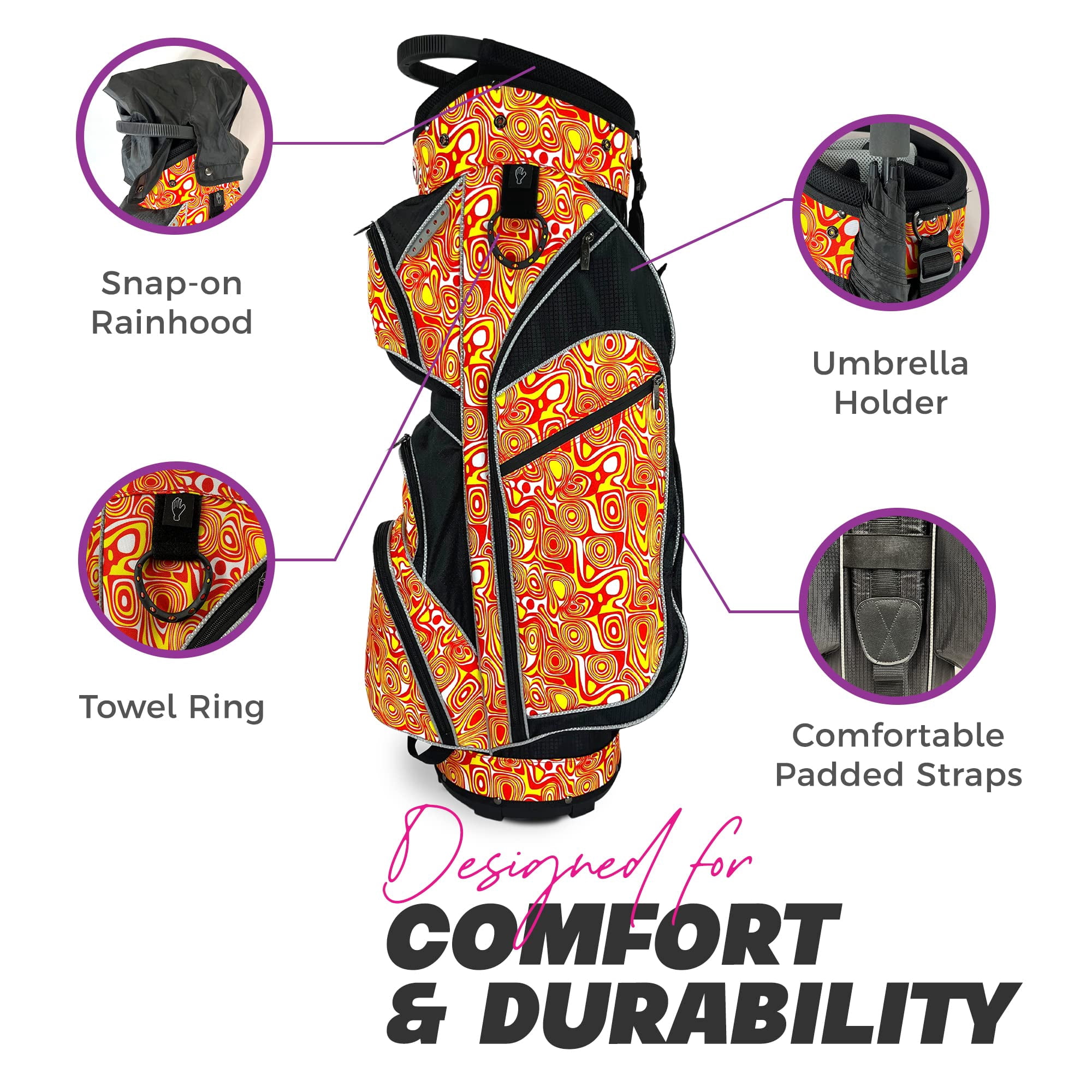 Womens Golf - Taboo Fashions 14 Way Lightweight Ladies Cart Bag (Orange Lava)