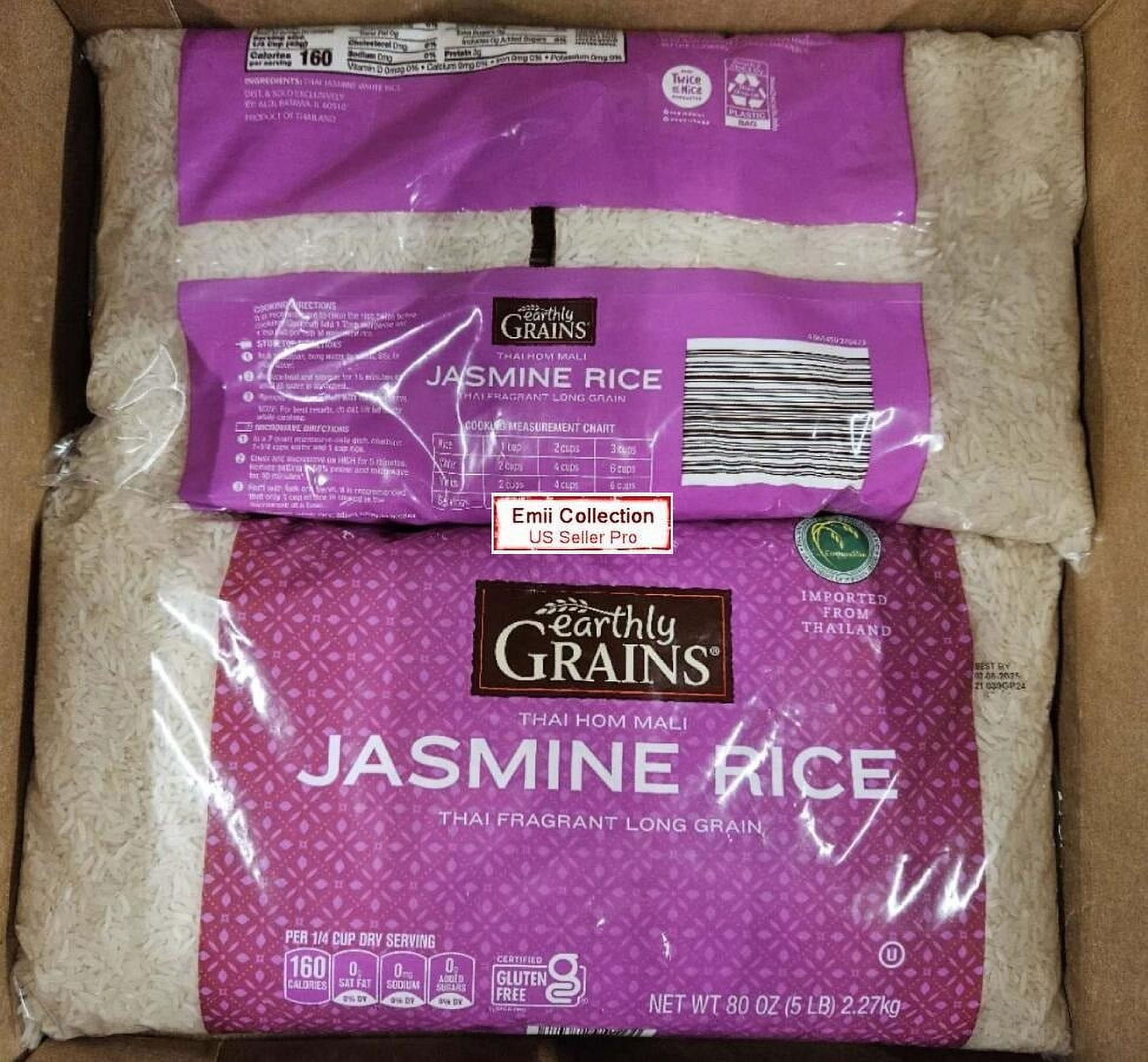 Earthly THAI HOM MALI Jasmine Rice Thai Fragrant Long Grain 80oz 2.27kg (Single Bag)