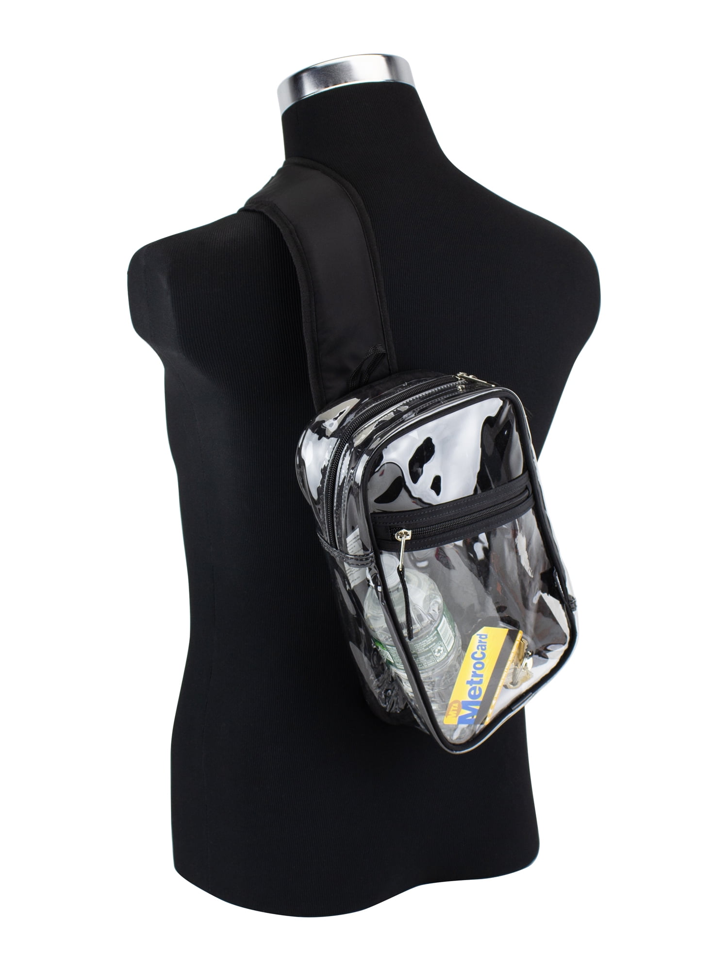 Eastsport Unisex Clear Stadium Approved Sling Gear Bag, Black Trim