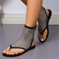 thumbnail image 2 of Shiny Rhinestone Mesh Flats, Bling Sandals for Women, Stretch Fishnet Stockings Hollow Short Bling Flat Shoes, 2 of 5