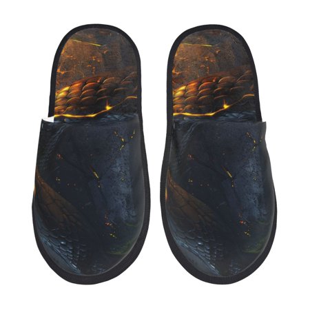 

Disketp Glowing Snake Dark Forest Fuzzy House Memory Foam Slippers Furry Fur Lined Bedroom Shoes Cozy Indoor-Large
