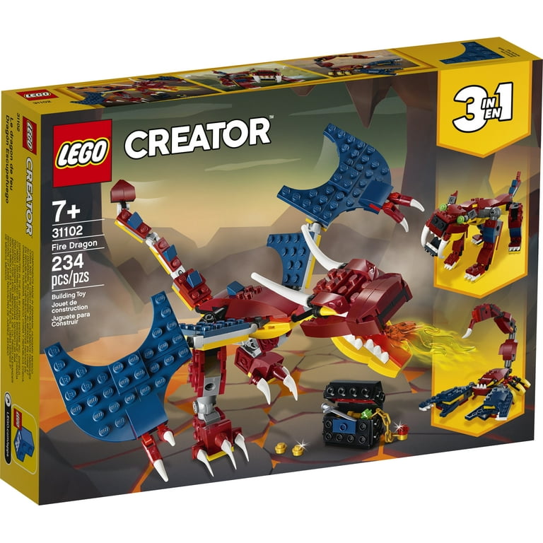 LEGO Creator 3in1 Fire Dragon 31102 Building Kit for Kids (234 Pieces)