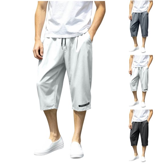 Men's Long Athletic Shorts 13'' Quick Dry Workout Running Capri Pants Loose Fit Lightweight Sports Gym Basketball Shorts with Pockets Gray