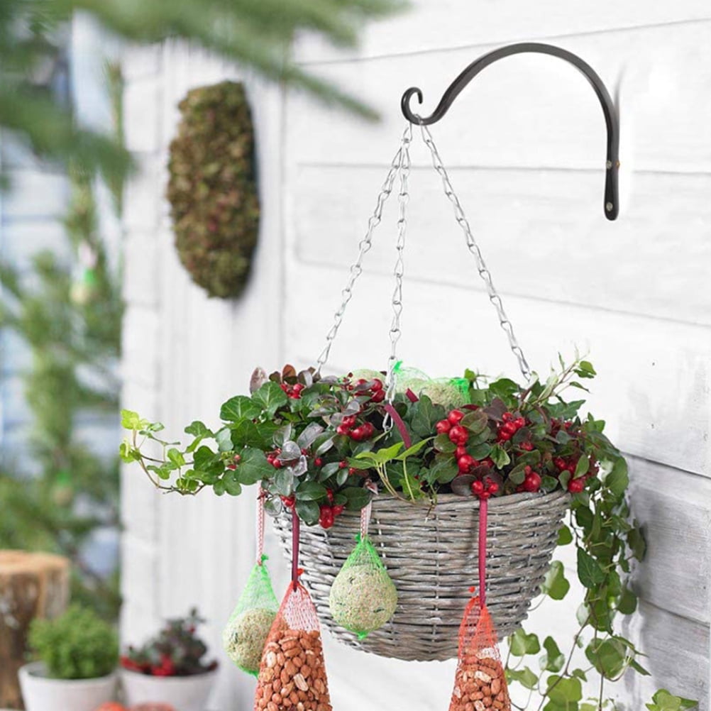 Support Mural Pour – Support De Panier De Fleurs En Bois, élégant Support De Carillon éolien | Crochet Décoratif Pour Mangeoire à Oiseaux, Cintre Pour