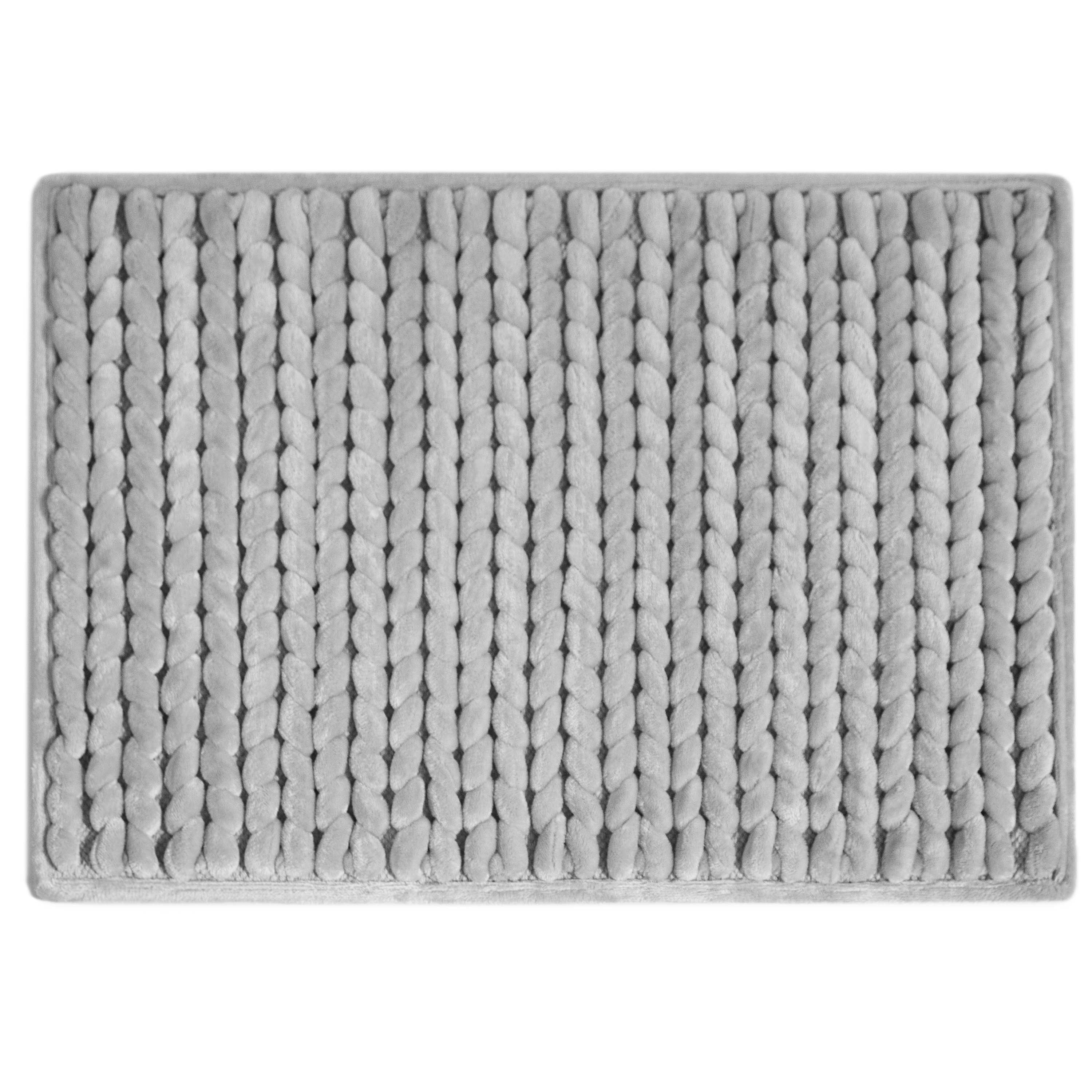 Better Homes & Gardens Thick & Plush Braided Bath Rug, Light Grey, Charcoal Infused Memory Foam, 17x24", 1
