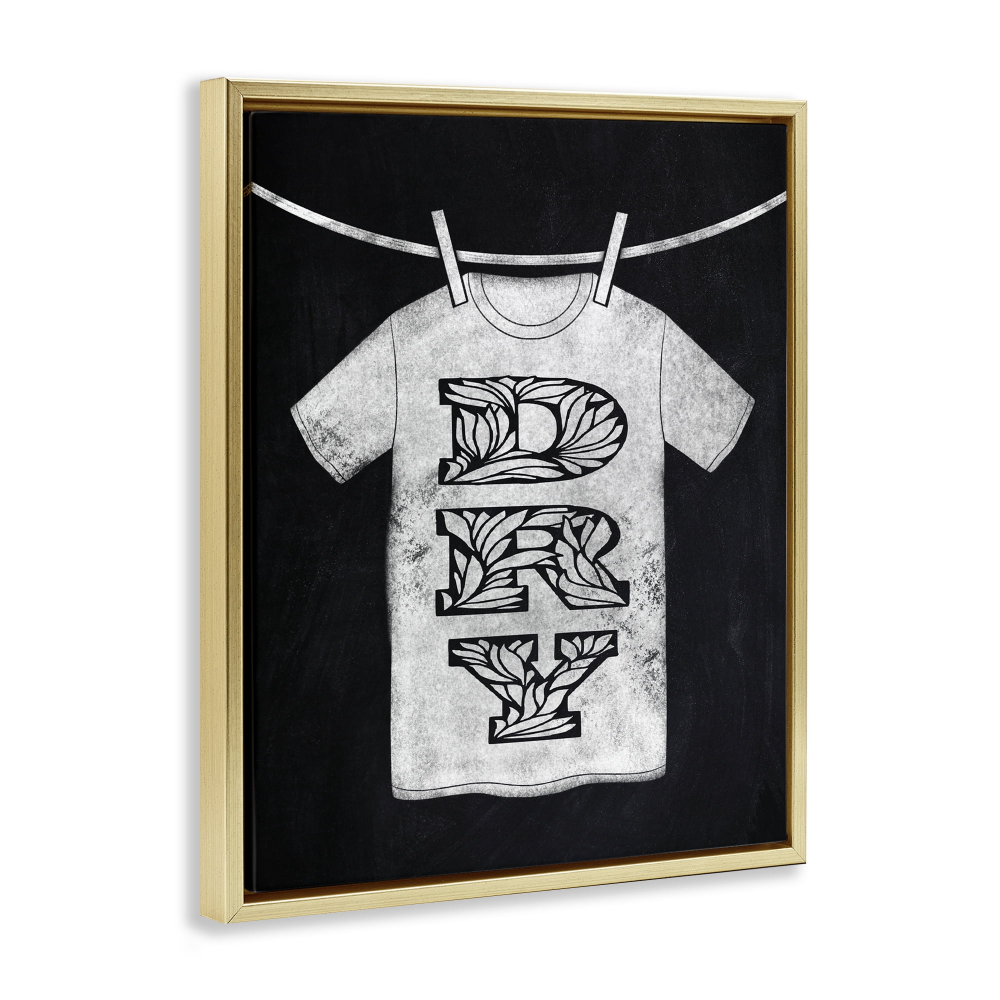 Laundry Dry Ornate Letters Gold Framed Floater Canvas Wall Art, design by Marcus Prime