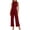 Burgundy, variant on TEAJOPSUU Womens Jumpsuit Mock Neck Sleeveless High Waist Slim Jumpsuit Pleated Wide Leg Summer Loose Jumpsuit Beige