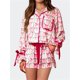 thumbnail image 2 of Pijamas navideños 2025 para mujer, pajarita, camisa de manga larga, pantalones cortos, satén de seda, divertido conjunto de pijama de 2 piezas con gráficos, ropa de dormir, 2 of 5
