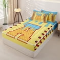 thumbnail image 2 of Homewish Light Blue Dripping Baseball Stitch Waffle Letter A Graphic Zipper Twin Comforter Sets with Fitted Sheet and 2 Pillowcases,Alphabet Graphic Zipper Bedding Set,4-Piece, 2 of 6