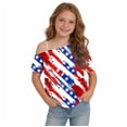 thumbnail image 4 of SGFCWSX Girls T Shirts One Shoulder Short Sleeve American Flag Print Casual Loose Fit Fashion Tops for Kids Multicolor Size 5T, 4 of 4