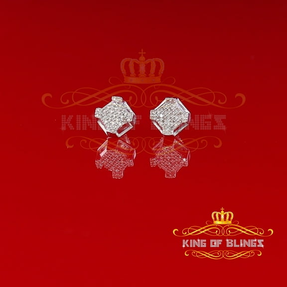 King of Bling's 0.20ct Diamond White 925 Sterling Silver Stud Earrings For Women's & Men's