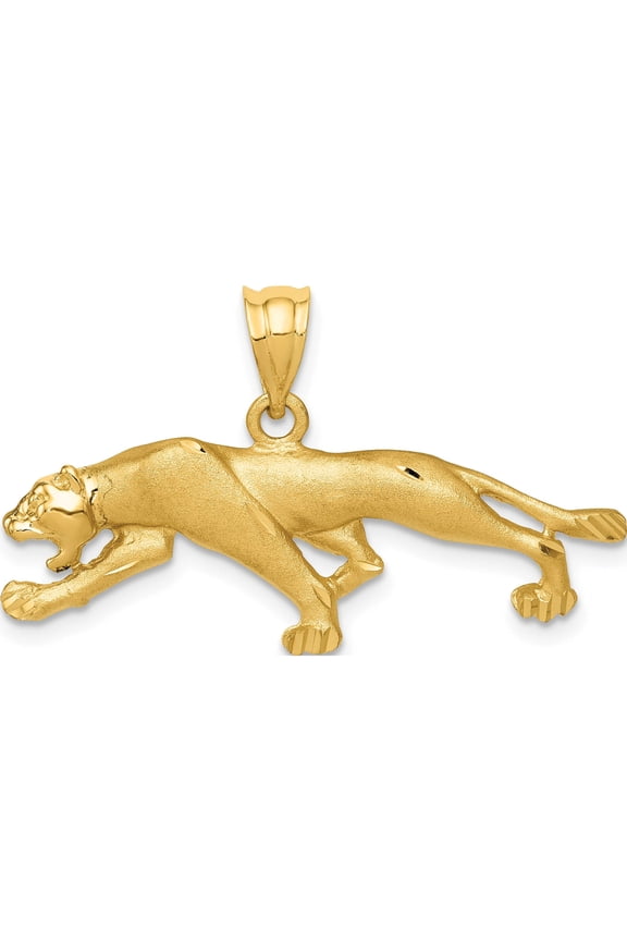 14K Yellow Gold Panther Pendant (19 X 33) Made In United States c92