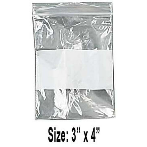 HAWK 1000 Piece Resealable Plastic Bags | Size 3"x4" | 1.25 mil Thickness | White Label Strip | Ideal for Storing & Organizing Various Small Items