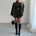 thumbnail image 5 of Stichou Womens Batwing Sleeve Poncho Pea Coats Oversized Belted Trendy Casual Stand Collar Cloak Fashion Coats Black M, 5 of 9