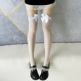 thumbnail image 4 of Dinheiro Medias altas de seda hasta el muslo para mujer Calcetines de silicona de encaje Medias superiores con lazo de saténEstilo 4, 4 of 5