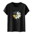 thumbnail image 5 of Xdegoge At T Shirts for Women Short Sleeve Summer Tops Floral Graphic Tees Casual Tunic Cute T-Shirt Loose Fit Crew Neck Blouses Plus Size Basic Shirts Past Same Day Delivery, 5 of 5