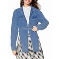 thumbnail image 3 of Female'S Fashion Lace Up Denim Jacket Long Sleeve Open Front Vintage Short Jean Coat Casual Streetwear Dark Blue XL, 3 of 9
