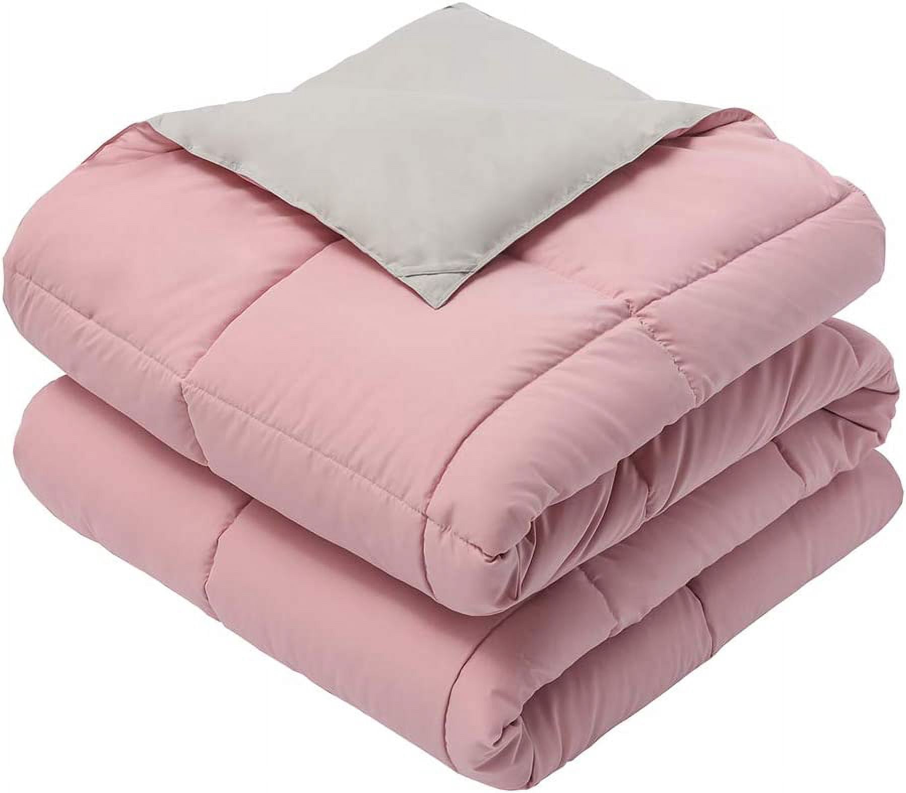 Sheetsnthings Reversible Down Alternative Comforter, Medium Warmth (49-Ounces of Fill) Oversized King Blanket, Blush-Grey