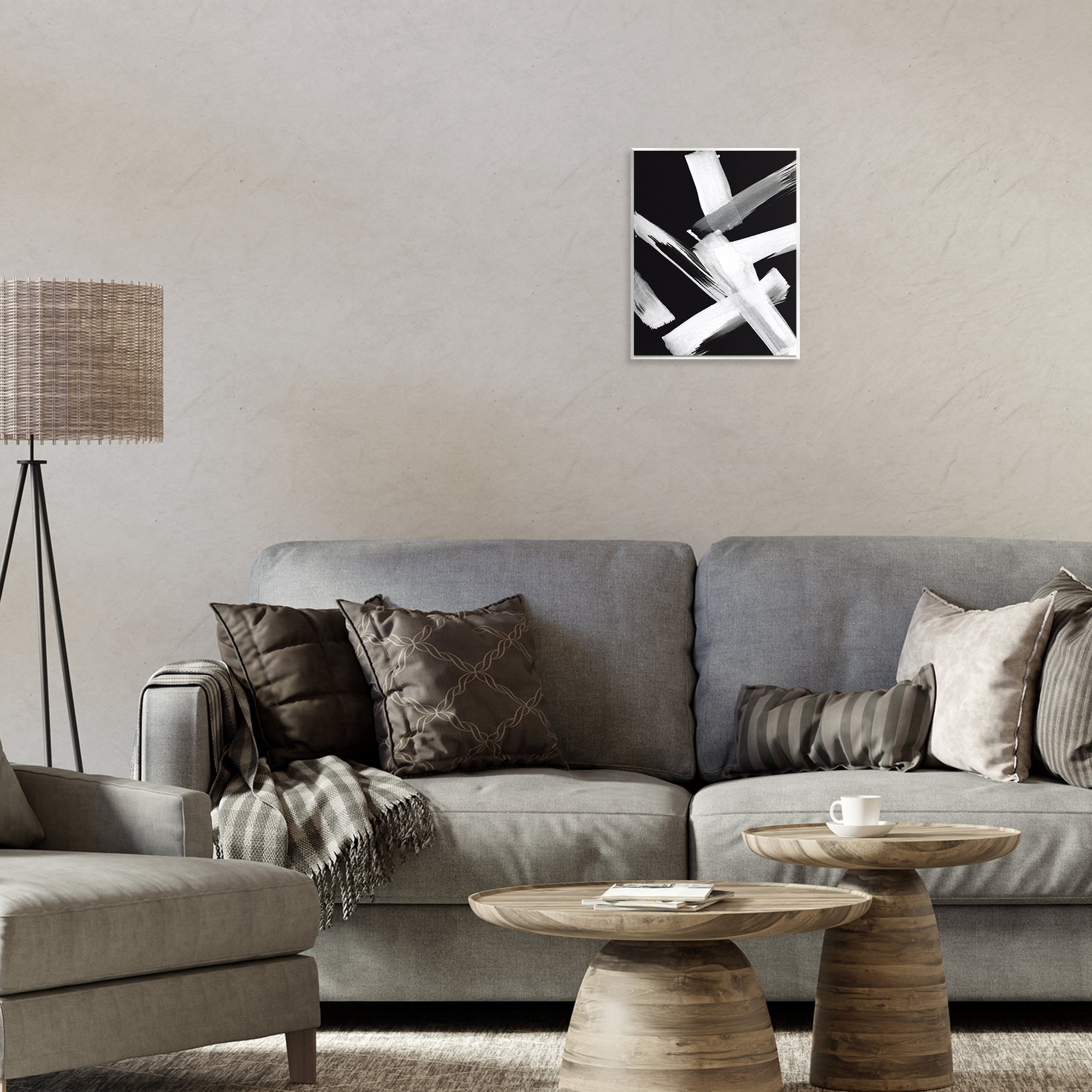 Stupell Industries Brushstrokes on Black Abstract Painting Unframed Art Print Wall Art, 11 x 14