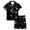 Black-2, variant on Shadoumai Satin Halloween Pajamas Set Button Down Graphic Print Button Down Short Sleeve Loungewear Clothes Set Comfortable 2-Piece Loungewear 2 Piece Outfits for