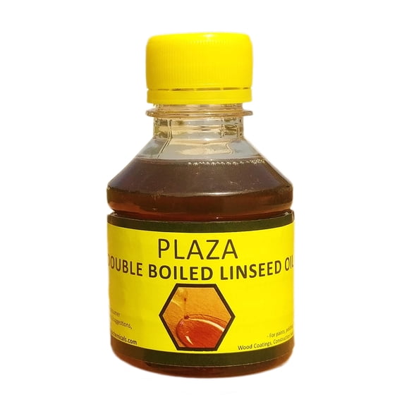 PLAZA - Huile de Lin Doublement Bouillie - Lot de 100 ml Utilisé pour la Finition du Bois, sur les Murs avant l'Application de Peinture, Mélange dans du Pâte, Meubles en Bois Nus, Extérieur