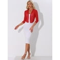 thumbnail image 4 of DARING DIVA Open Front Bolero 3/4 Sleeve Chiffon Shrugs Mesh Cardigan XL Red, 4 of 6