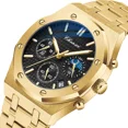 thumbnail image 4 of Men's Gold Quartz Chronograph Watch Stainless Steel Water Resistant CX0728RN, 4 of 9