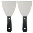 thumbnail image 1 of Unique Bargains Lame en Acier Inoxydable 4 Pieds Raclette à Pâte Manche Noir 2 Pcs, 1 of 6