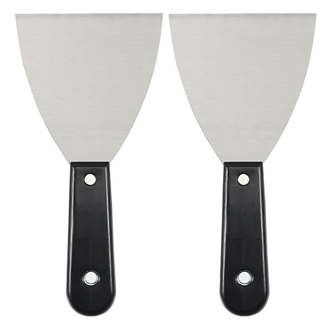 Unique Bargains 4' Stainless Steel Blade Black Handle Putty Scraper 2Pcs