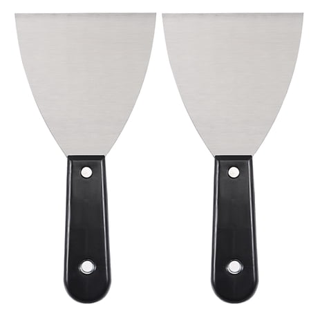 Uxcell 4 Stainless Steel Plate Black Handle Putty Scraper 2Pcs