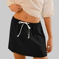 thumbnail image 2 of Mini Skirts for Women Summer Casual Drawstring Elastic Waist a Line Lightweight Short Skirt with Pockets Cotton Skirts for Women Black M, 2 of 9
