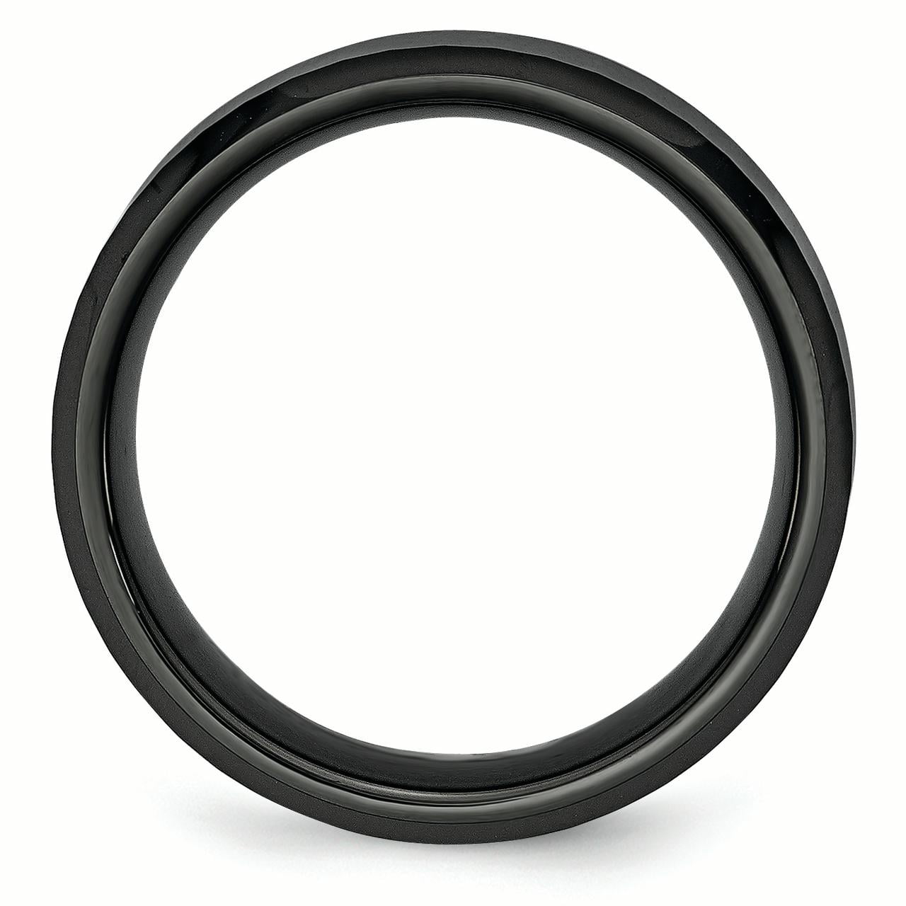 Details about / Ceramic Faceted Black 8mm Polished Beveled Edge Band S:6.5