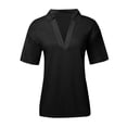 thumbnail image 4 of Shirts For Women Women Short Sleeve V Neck Summer Casual Work Basic Tees Black Lightweight Dressy Blouse Shirts S, 4 of 7