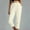 Beige womens pants, variant on Gifts Usmixi Womens Elastic Waist Pants Casual Solid Loose Straight Pocket Capris Summer Soft Cotton Linen 3/4 Cropped Trousers Coffee s
