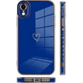 thumbnail image 4 of for iPhone XR Case Love Heart Plating Electroplate Luxury Elegant Case Camera Protector Soft TPU Shockproof Protective Corner Back Cover iPhone XR Case -Blue, 4 of 12