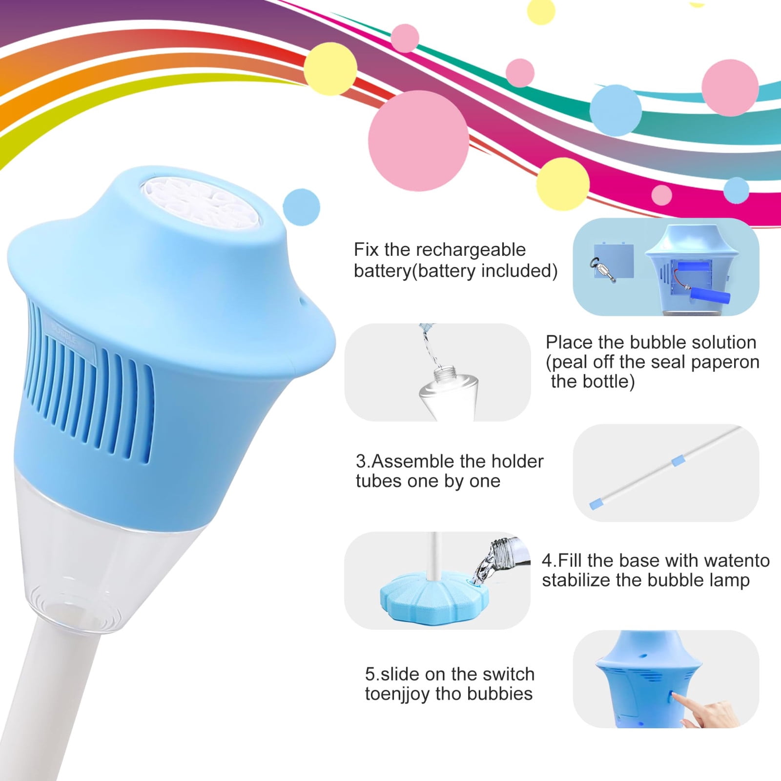 Bubble Machine Maker Stand - Automatic Bubble Machine | Road Lamp Shape Outdoor Entertainment | Rechargeable Automatic Endless Bubble Fun for All,Built-in Music & Night Light | Party Decor