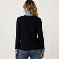 thumbnail image 4 of Lumtrix Sweaters For Women Trendy Denim Collar V Neck Long Sleeve Shirts Casual Lightweight Ribbed Knit Pullover Vintage Tops Black 2XL, 4 of 5