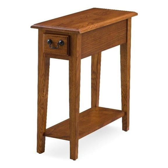 Maklaine Transitional Chairside Wood End Table in Medium Oak Finish
