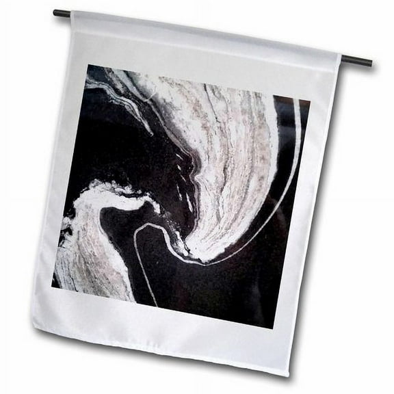 3dRose, Image of Dramatic Black And White Swirly Granite, 12 x 18 inch Garden Flag