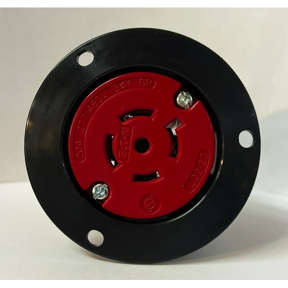Eaton AHCL2220FO Locking Flanged Outlet, #14-8 AWG, 277/480V, 20A, Red and Black, Ultra grip, Four-pole, Five-wire