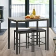 thumbnail image 3 of BestMassage Dining Kitchen Table Dining Set Marble Rectangular Breakfast Wood Set Table And Chair For 2,Brown, 2 Seater with Table Height 32 in, 3 of 8