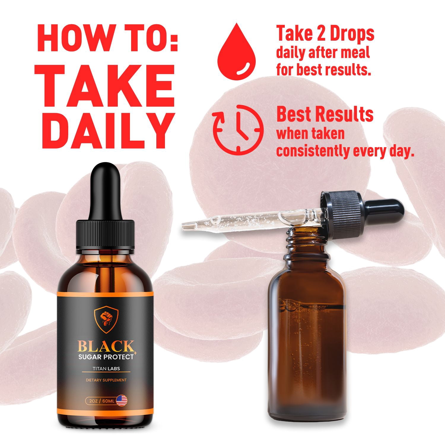 Black Sugar Protect Advanced Formula Drops Blood Balance Support Supplement 150 Servings