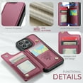 thumbnail image 5 of Dteck for iPhone 14 Pro Max Case with Card Holder, Magnetic Durable Leather Wallet Case for Women Men with RFID Blocking Kickstand Shockproof Cover for iPhone 14 Pro Max,Winered, 5 of 10