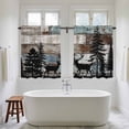 thumbnail image 4 of Teal Brown Deer Silhouettes Kitchen Curtains 45 Inch Length, Trees Wooden Retro Farmhouse Tiers Curtains for Bathroom Bedroom Cafe, Light Filtering Small Window Treatment Drapes 2 Panels 42"Wx45"L, 4 of 8