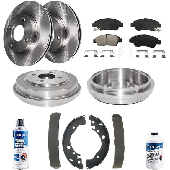 Detroit Axle - Brake Kit for 2009-2013 Honda Fit Front Disc Brake Rotors and Ceramic Brakes Pads 2010 2011 2012 Replacement Brake Drums Brake Shoes