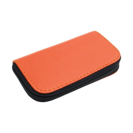 Nylon 22 Slots Storage Carrying Pouch Case Orange for CF Micro SD Memory